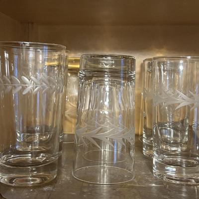 LOT 161: Vintage Silver Rimmed Glassware & Etched Glassware