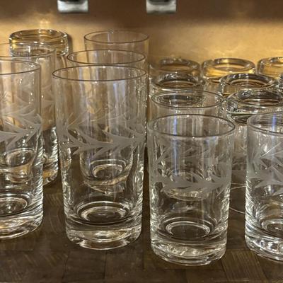 LOT 161: Vintage Silver Rimmed Glassware & Etched Glassware