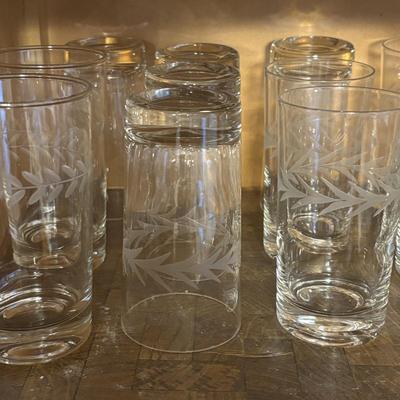 LOT 161: Vintage Silver Rimmed Glassware & Etched Glassware
