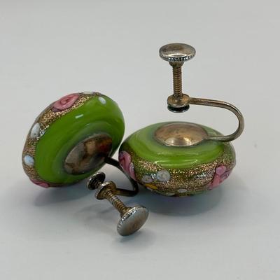 LOT 333: Wedding Cake Glass Beaded Necklace w/Matching Clip/Screw On Earrings