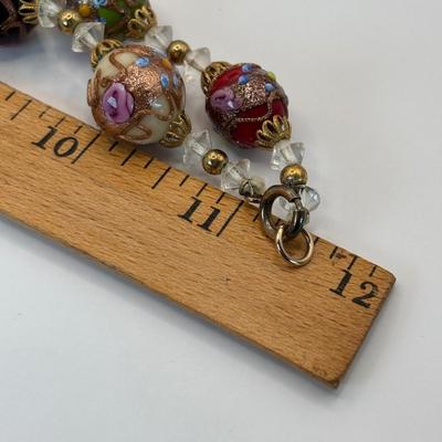 LOT 333: Wedding Cake Glass Beaded Necklace w/Matching Clip/Screw On Earrings