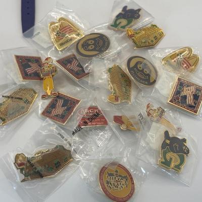 LOT 334: McDonalds Collection: Ronald McDonald & Grimace Digital Watches, NIP Lapel Pins & More