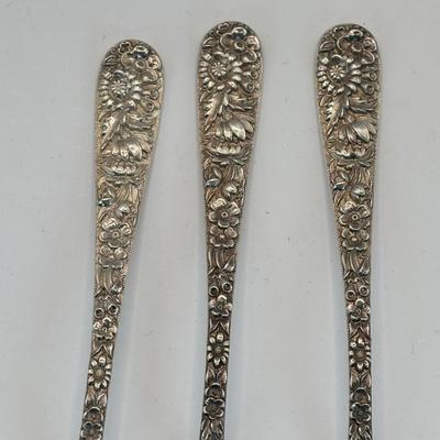 LOT 325: S..Kirk & Sons Co. Repousse Sterling Silver Forks w/Floral Design, 405.08g Tw
