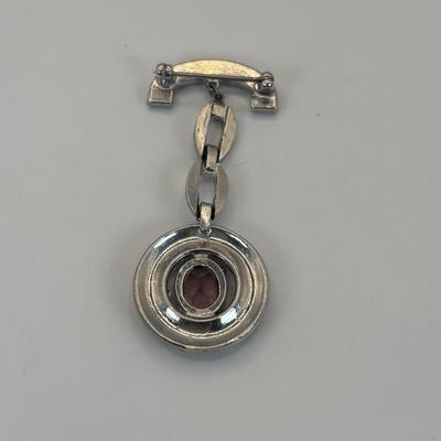 LOT 335: Vintage Rhinestone Brooch Collection along w/Clear Faceted Screw Back Drop Earrings