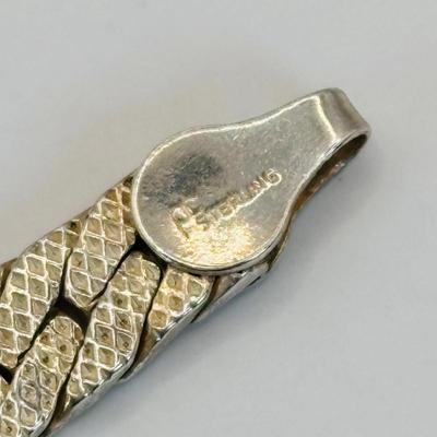 LOT 336: Sterling Silver (925 Italy) V-shaped Chevron Necklace & Sterling Silver 7" Bracelet w/No Clasp: 50.60g Tw