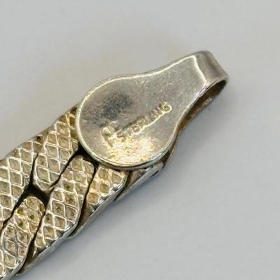 LOT 336: Sterling Silver (925 Italy) V-shaped Chevron Necklace & Sterling Silver 7" Bracelet w/No Clasp: 50.60g Tw