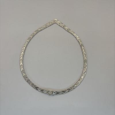 LOT 336: Sterling Silver (925 Italy) V-shaped Chevron Necklace & Sterling Silver 7" Bracelet w/No Clasp: 50.60g Tw