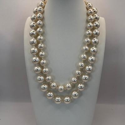 LOT 340 Silver Tone Multi Strand Necklace, Double Strand of Fauz Pearls, Rhinestone Brooch & Clip Earrings & Social Gallery...