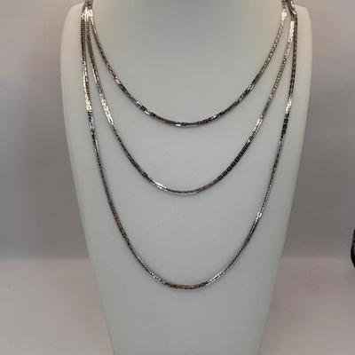 LOT 340 Silver Tone Multi Strand Necklace, Double Strand of Fauz Pearls, Rhinestone Brooch & Clip Earrings & Social Gallery...