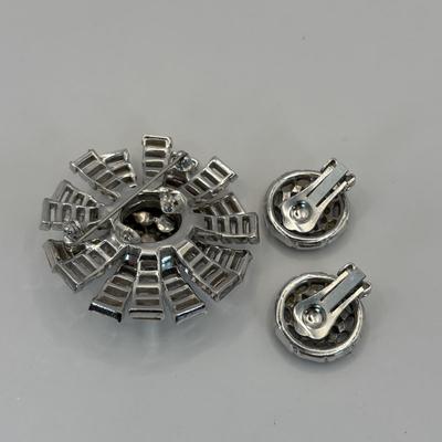 LOT 340 Silver Tone Multi Strand Necklace, Double Strand of Fauz Pearls, Rhinestone Brooch & Clip Earrings & Social Gallery...