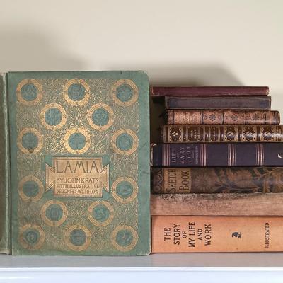 LOT 42L: Keat's Lamia with Designs by Will H. Low 1885, Irving's Sketch-Book 1870, Life of Mary Lyon 1858 & More