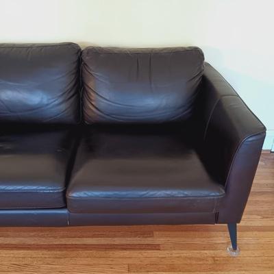 LOT 46L: Gorgeous Mid-Century Modern Style Leather Couch