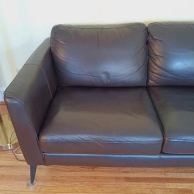 LOT 46L: Gorgeous Mid-Century Modern Style Leather Couch