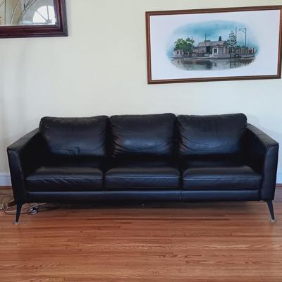 LOT 46L: Gorgeous Mid-Century Modern Style Leather Couch