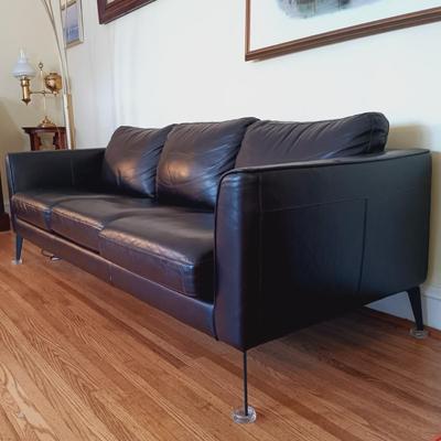 LOT 46L: Gorgeous Mid-Century Modern Style Leather Couch