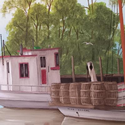 LOT 47L: Hugh Harris 'Packing House Scene' Large Oil Painting