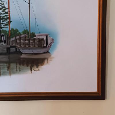 LOT 47L: Hugh Harris 'Packing House Scene' Large Oil Painting