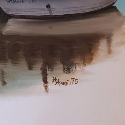 LOT 47L: Hugh Harris 'Packing House Scene' Large Oil Painting