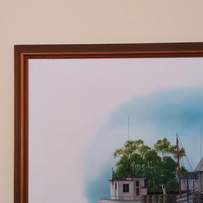 LOT 47L: Hugh Harris 'Packing House Scene' Large Oil Painting