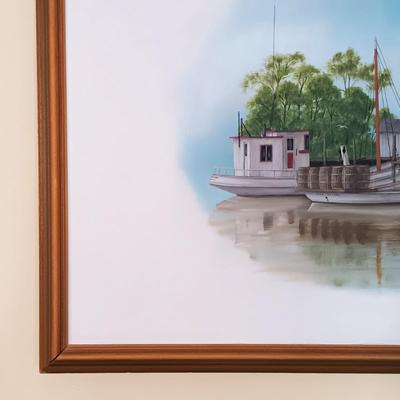 LOT 47L: Hugh Harris 'Packing House Scene' Large Oil Painting