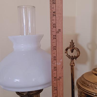 LOT 48L: 19th Century Brass Electrified Student Oil Lamp