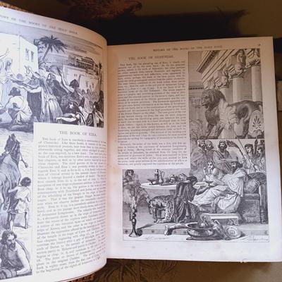 LOT 50L: 19th Century Illustrated Ornate Leather-Bound Bible 1882