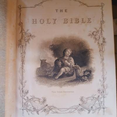 LOT 50L: 19th Century Illustrated Ornate Leather-Bound Bible 1882