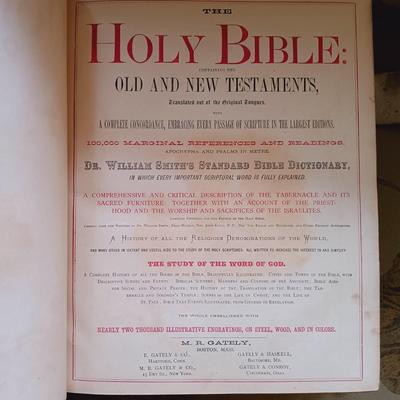 LOT 50L: 19th Century Illustrated Ornate Leather-Bound Bible 1882