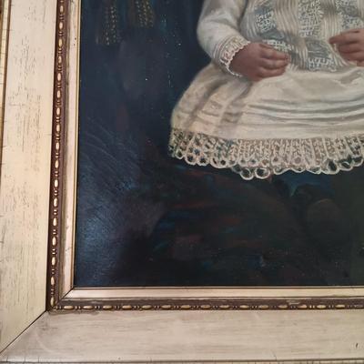 LOT 51L: Antique Oil Painting of a Victorian Child 2-1/2 x 3 Ft