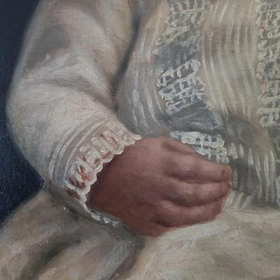 LOT 51L: Antique Oil Painting of a Victorian Child 2-1/2 x 3 Ft