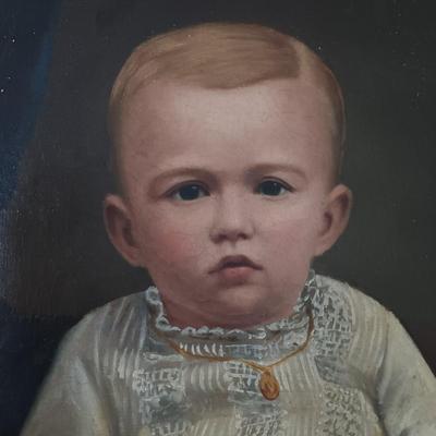 LOT 51L: Antique Oil Painting of a Victorian Child 2-1/2 x 3 Ft