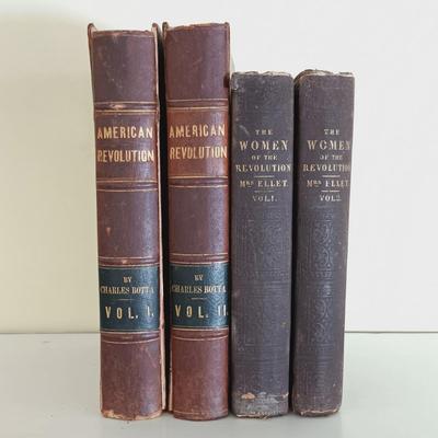 LOT 55L: Elizabeth F. Ellet's 1819 Women of the American Revolution Vol. I and II w/ Botta's 1845 American Revolution Vol. I...