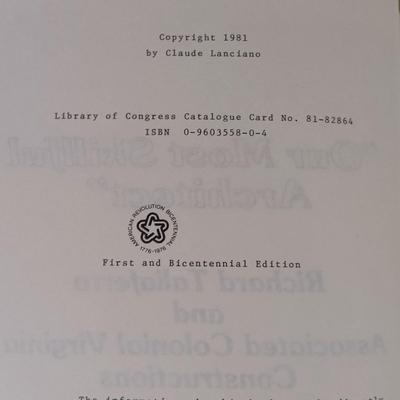 LOT 57L: Code of Virginia 1873, Narratives of Early Virginia 1907, Signed 1981 Lanciano's Our Most Skillful Architect & More