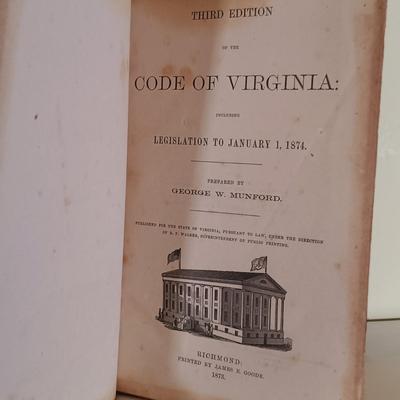LOT 57L: Code of Virginia 1873, Narratives of Early Virginia 1907, Signed 1981 Lanciano's Our Most Skillful Architect & More