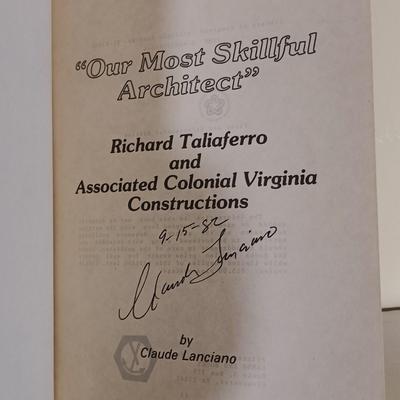LOT 57L: Code of Virginia 1873, Narratives of Early Virginia 1907, Signed 1981 Lanciano's Our Most Skillful Architect & More