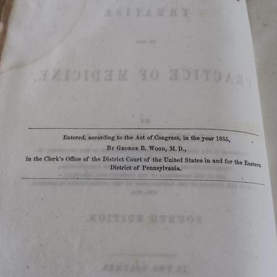 LOT 59L: Wood's Practice of Medicine 1855, Lawrence' Diseases of the Eye 1813 & Dunglison's New Remedies 1851