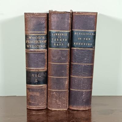 LOT 59L: Wood's Practice of Medicine 1855, Lawrence' Diseases of the Eye 1813 & Dunglison's New Remedies 1851
