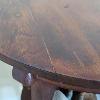 LOT 68L: Art Nouveau Style Wood Plant Stand with Woven Latin American Tapestry