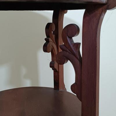 LOT 68L: Art Nouveau Style Wood Plant Stand with Woven Latin American Tapestry