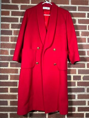 LOT 80Y: Vintage Christian Dior Red Double Breasted Coat