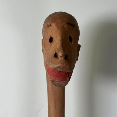 LOT 110L: Vintage Hand Carved Folk Art Walking Stick/Cane