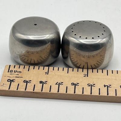 LOT 129K: Vintage Georg Jensen Stainless Steel Salt and Pepper Shakers
