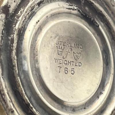 LOT 130K: Weighted Base Sterling Silver Creamer and Sugar Bowl + Sterling Handle Carving Set