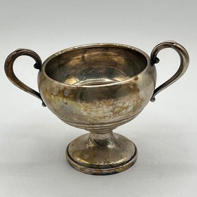 LOT 130K: Weighted Base Sterling Silver Creamer and Sugar Bowl + Sterling Handle Carving Set