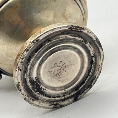 LOT 130K: Weighted Base Sterling Silver Creamer and Sugar Bowl + Sterling Handle Carving Set