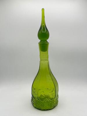 LOT 135K: Vintage Green Art Glass Genie Bottle Decanter