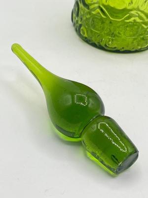 LOT 135K: Vintage Green Art Glass Genie Bottle Decanter