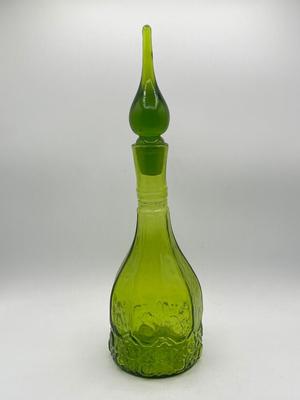 LOT 135K: Vintage Green Art Glass Genie Bottle Decanter