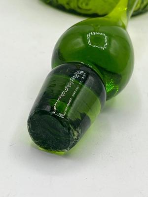 LOT 135K: Vintage Green Art Glass Genie Bottle Decanter