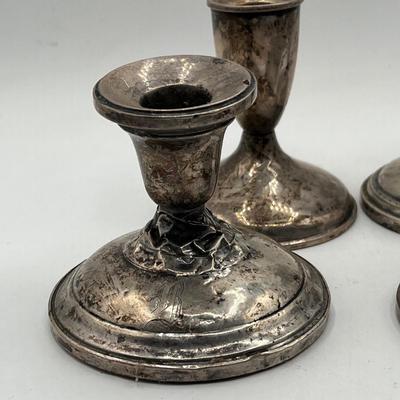 LOT 139K: Scrap Silver Lot - Sterling Candle Snuffer, Weighted Candle Holders
